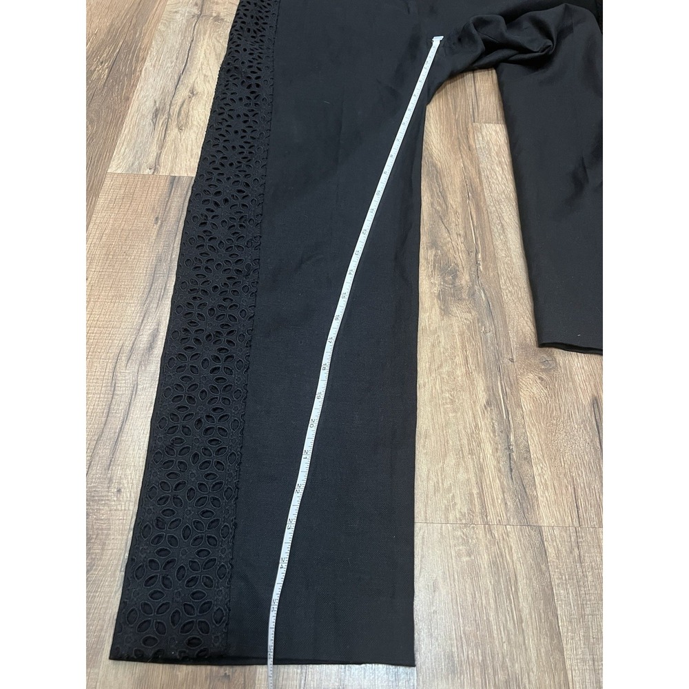 Talbots Petite Black Dress Pants Lace Trim Lined Cotton Linen Blend Sz 4 - Picture 10 of 12